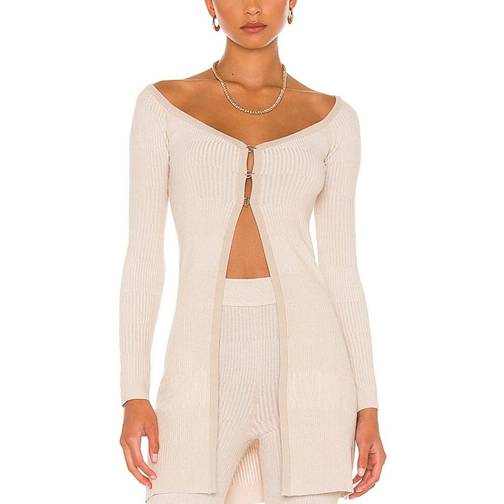 Song Of Style Ribbed Beige Elyse Cardigan Size M